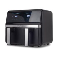 Friteuza dubla cu aer cald HAUSBERG HB-2373NG, 2200-2400W, capacitate 8.4L, termostat reglabil cu afisaj LED, control digital individual, 14 programe prestabilite, temporizator 60 min, ventilator de racire, Negru