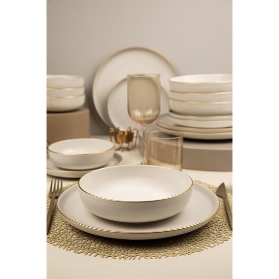Сервиз за хранене Kutahya Porselen Moderna Matte от 16 части за 4 души в кремав порцелан