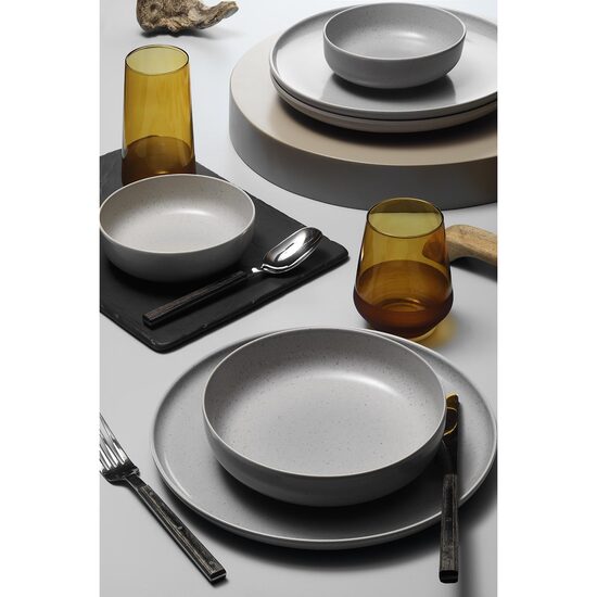 Сервиз за хранене Kutahya Porselen Moderna Matte от 18 части за 6 души в сив порцелан