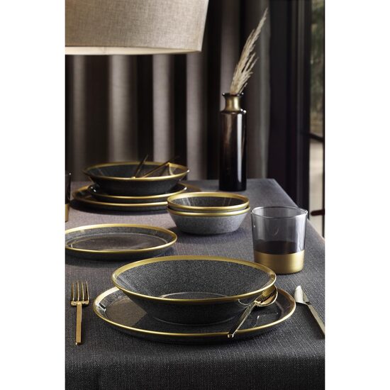 Сервиз Kutahya Porselen Forza от 16 части за 4 души в черен и златен порцелан