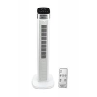 Дигитален вентилатор тип кула с дистанционно управление HAUSBERG HB-5963AB, 55W, 3 скорости, 41 инча, таймер, LED, осцилация, дръжка за носене, дифузер за аромат, бял
