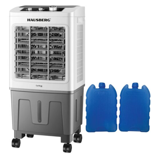 Преносим охладител за въздух HAUSBERG HB-5961AB, 75W, 20L, 3 скорости, механично управление, аксесоари в комплекта