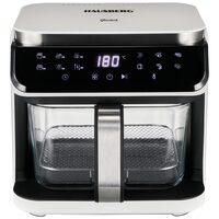 Friteuza cu aer Hausberg HB-2343AB, 6.5L, cos sticla, 12 programe, touchscreen, 1200W-1400W, 65-200°C , Alb