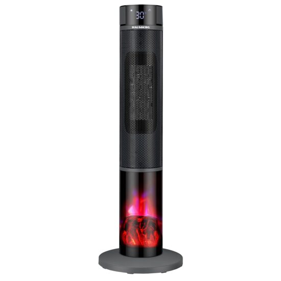 Semineu Electric Digital Tip Turn HAUSBERG HB-8228NG, 2000 W, Efect de Flacără, Protecție la Răsturnare, Termostat, Telecomandă, Negru