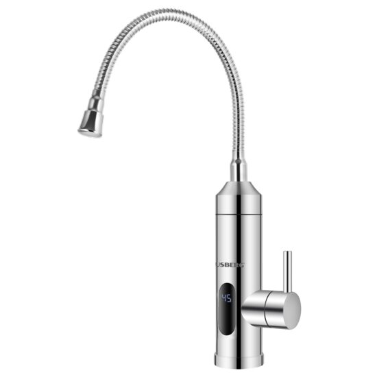 Incalzitor instant de apa Hausberg HB-F5017, 3600W, Afisaj LED, Inox 304, Furtun flexibil, Termostat 120°C, IPx4