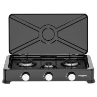 Преносима газова печка Minigas triple Hausberg HB-H403NG, 2×2.2kW + 1kW, алуминиеви горелки, CE клапани, метален корпус