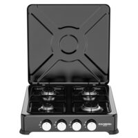 Преносима газова печка Minigas 4 горелки Hausberg HB-H404NG, 2.2kW + 2×1.5kW + 1kW, алуминиеви горелки, CE клапани, метален корпус