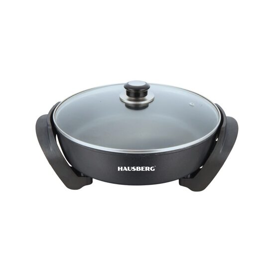 Електрически тиган HAUSBERG HB1303NG, 30 см, 1500–1800 W, тефлон, стъклен капак