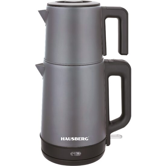 Електрическа кана за чай от неръждаема стомана, 2 л + 1 л, функция за поддържане на топлина, 1500–1800 W, основа с 360° завъртане Hausberg HB3636GR